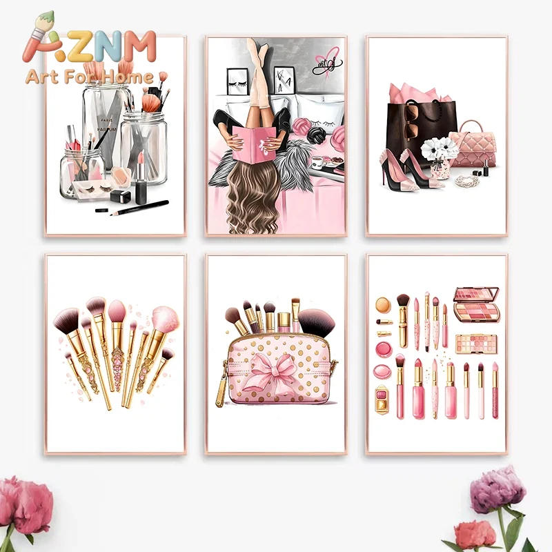 Beauty No Makeup - AZNM Fashion Pink Makeup Cosmetic Canvas