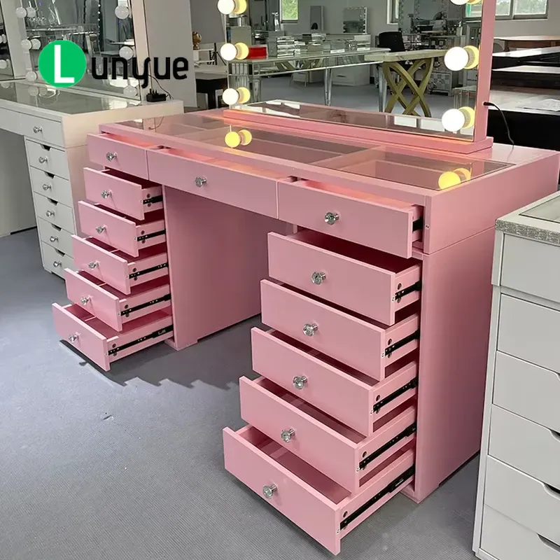 Pink Wooden Dressing Table wit - Beauty Makeup Vanity Set ulasan dan harga